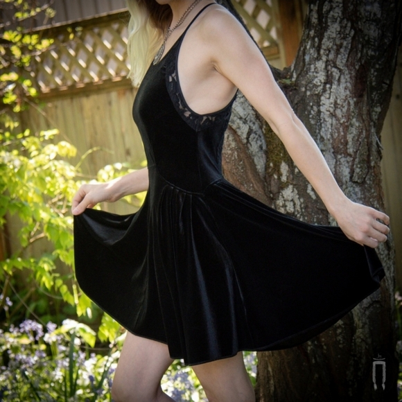 Free People Nightshade Strappy Lace Velvet Dress - Picture 2 of 6